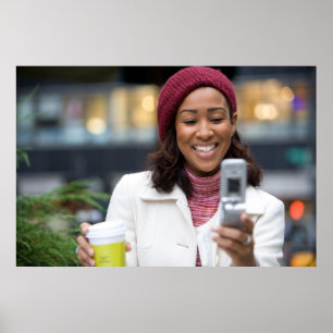 Póster Smiling Business Woman with Cell Phone