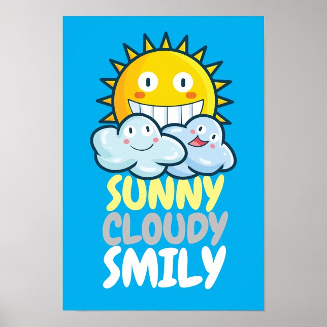 Poster Smiliy Sunny Cloudy Personalizável (Frente)