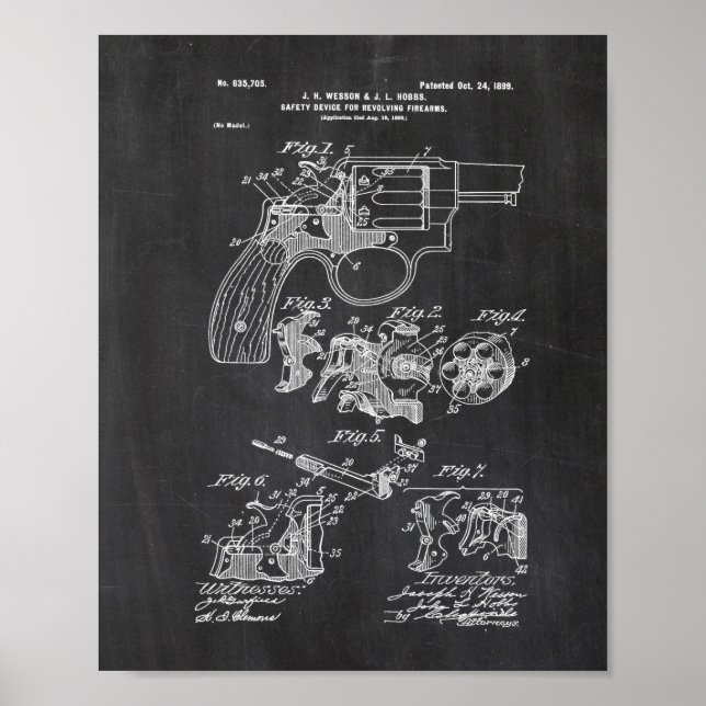 Poster Smith e Wesson Hammerless Pistol 1898 Patent Pos (Frente)
