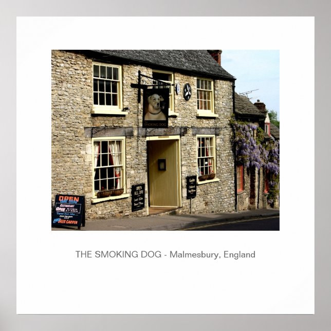 Póster Smoking Dog Pub Malmesbury, Inglaterra (Frente)
