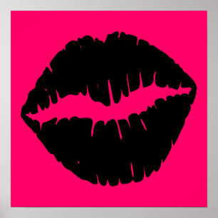 Poster Smooch cor-de-rosa e preto