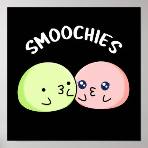 Poster Smoochies Engraçado Beijar Mochi Pun Dardo BG