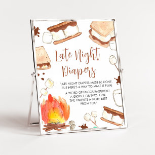 Poster S'mores acampando Fraldas noturnas Chás de fraldas