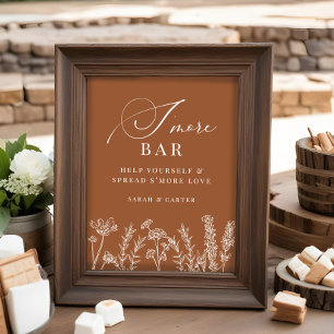 Poster S'mores Bar Laranja Burnt Sinal de Casamento