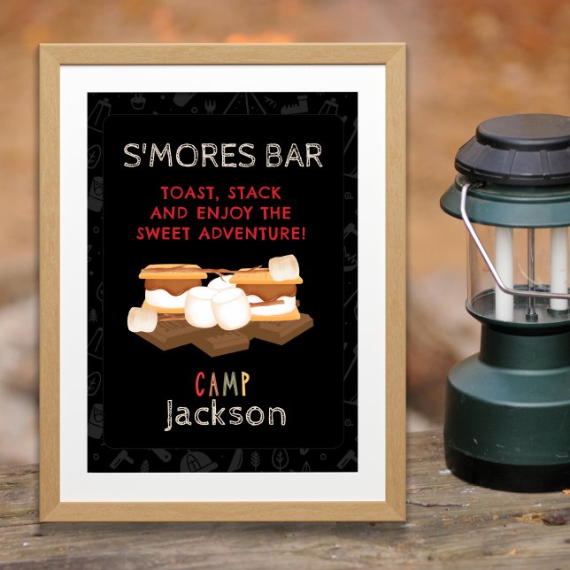 Poster S'mores Bar - Sinal de Festa de aniversário (Criador carregado)