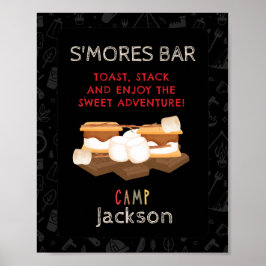 Poster S'mores Bar - Sinal de Festa de aniversário