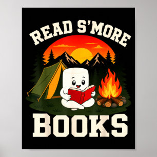 Poster S'mores marshmallow lendo fogueira de acampamento
