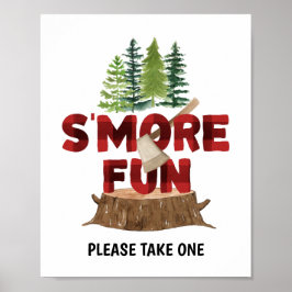 Poster Smores - Sinal de Festa de aniversário Lumberjack