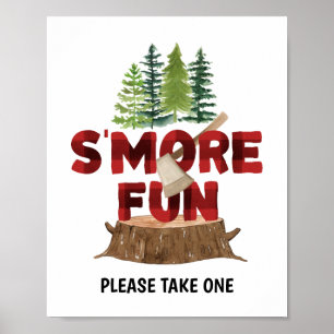 Poster Smores - Sinal de Festa de aniversário Lumberjack