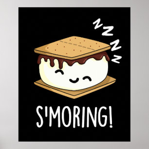 Poster Smoring Piadas Engraçadas de Smore Fundo Escuro