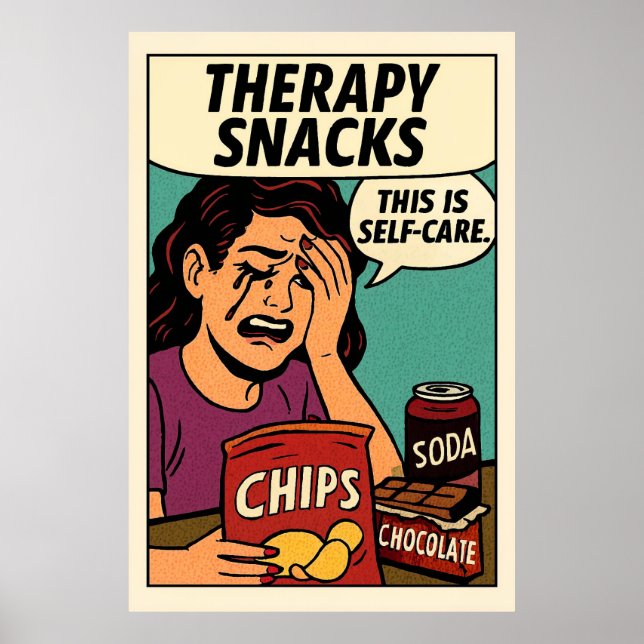 Poster Snacks de Terapia - Conforto Emocional de Arte Pop (Frente)
