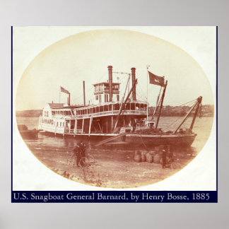 Póster Snagboat americano "General Barnard" 1885