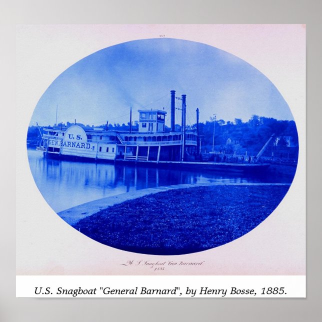 Póster Snagboat americano "General Barnard" 1885 (Frente)