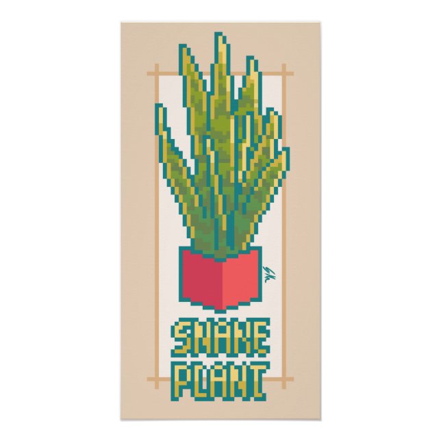 Póster Snake plant Pixel Art (Frente)