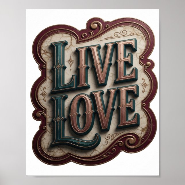 Poster Snappy Teal VIVA AMOR Design Personalizado (Frente)