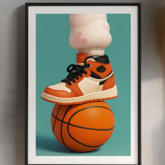 Poster Sneaker de contraste vibrante no basquete