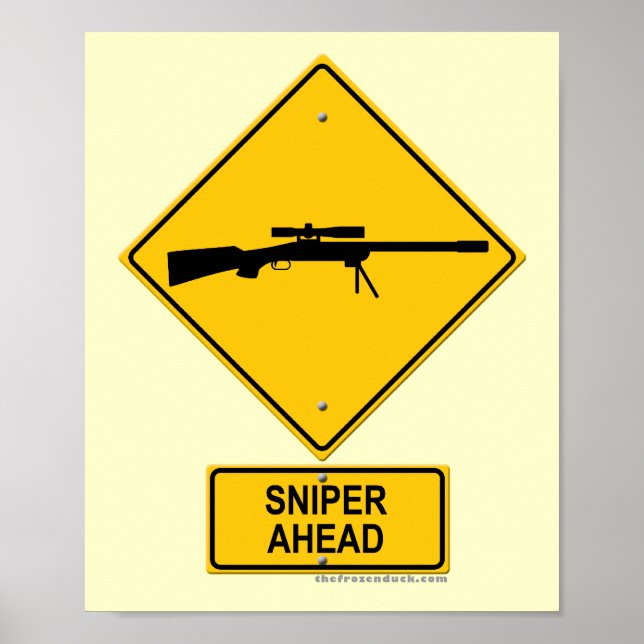 Póster Sniper Ahead - Sinal de Aviso (Frente)