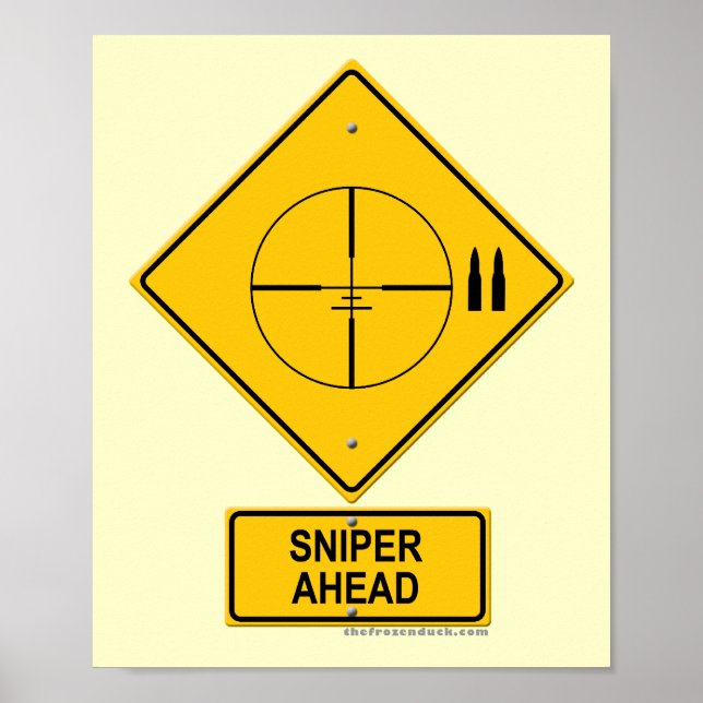 Póster Sniper Ahead Warning Sign (Crosshairs) (Frente)