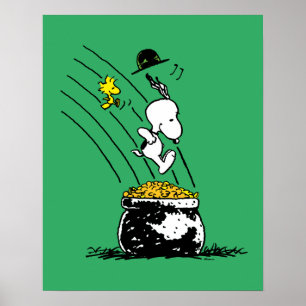 Poster Snoopy pulando em Pote de Dourado