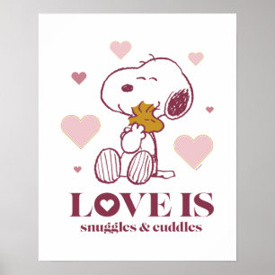 Poster Snoopy & Woodstock - O amor é Snuggles e Cuddles