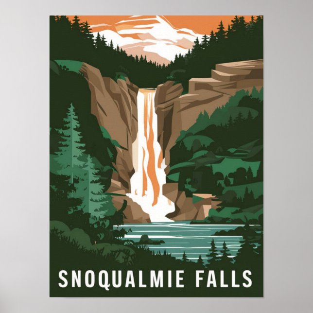 Poster Snoqualmie Falls, WA (Frente)