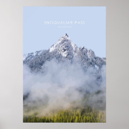 Poster Snoqualmie Pass, Ilustração de Viagem de Washingto
