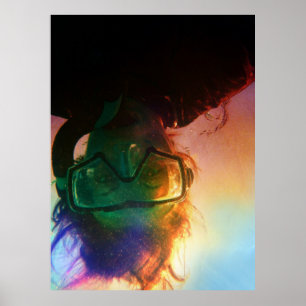 Póster snorkeler colorido
