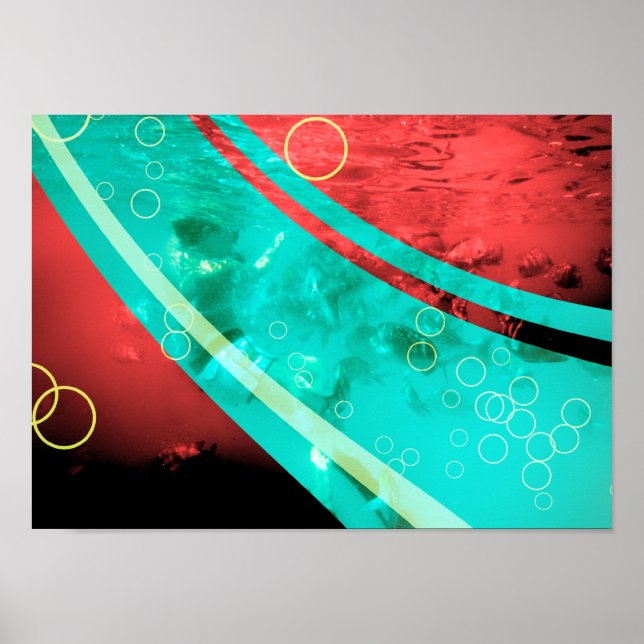Póster snorkeler vermelho retrô (Frente)