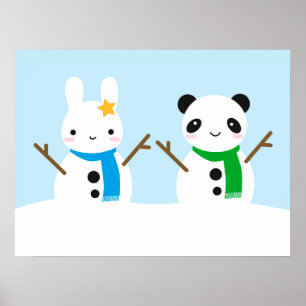 Poster Snow Bunny & Snow Panda
