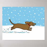 Snow Dachshund - Feliz Feriado de Cachorro de inve