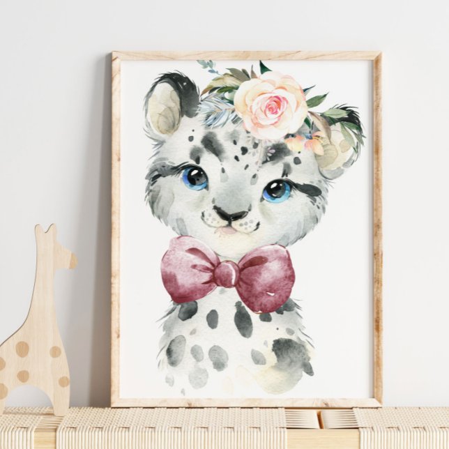 Poster Snow Leopard Floral Baby | Nursery Print (Criador carregado)