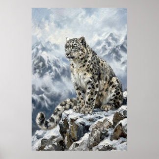 Poster Snow Leopard Totem Wall Art – Fine Art Wildlife Pr