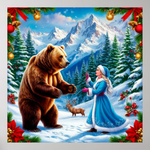 Poster Snow Maiden Encantando Cena de Inverno