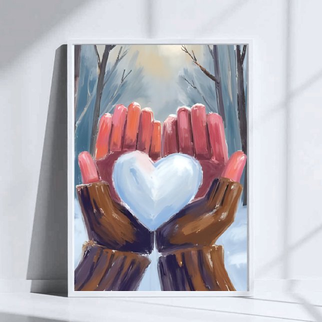Poster Snowball Heart | Winter Gloves Watercolor (Criador carregado)