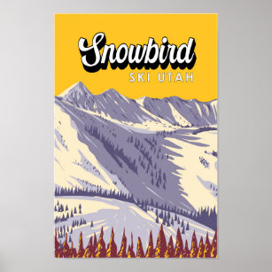 Poster Snowbird Ski Area Winter Utah Vintage