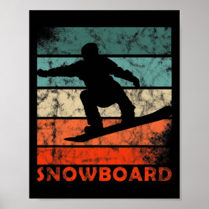 Poster Snowboard Air On Powder Day Snowboarder Vintage