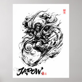 Poster Snowboard Brush Art - Ski Fujin God
