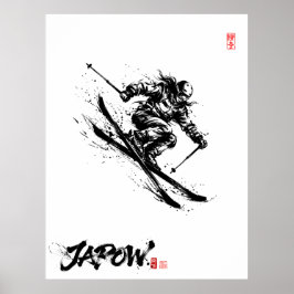 Poster Snowboard Brush Art - Skier Women