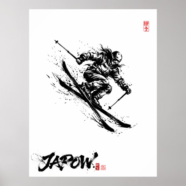 Poster Snowboard Brush Art - Skier Women (Frente)