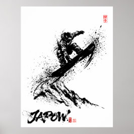 Poster Snowboard Brush Art - Snowboarder Grab Jump