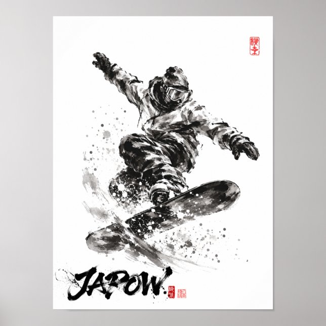 Poster Snowboard Brush Art - Snowboarder light (Frente)