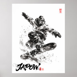 Poster Snowboard Brush Art - Snowboarder light