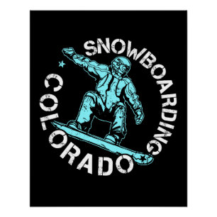 Póster Snowboard Colorado Snowboarder Souvenir