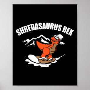Poster Snowboard Dinossaur Engraçado Snowboard Gift