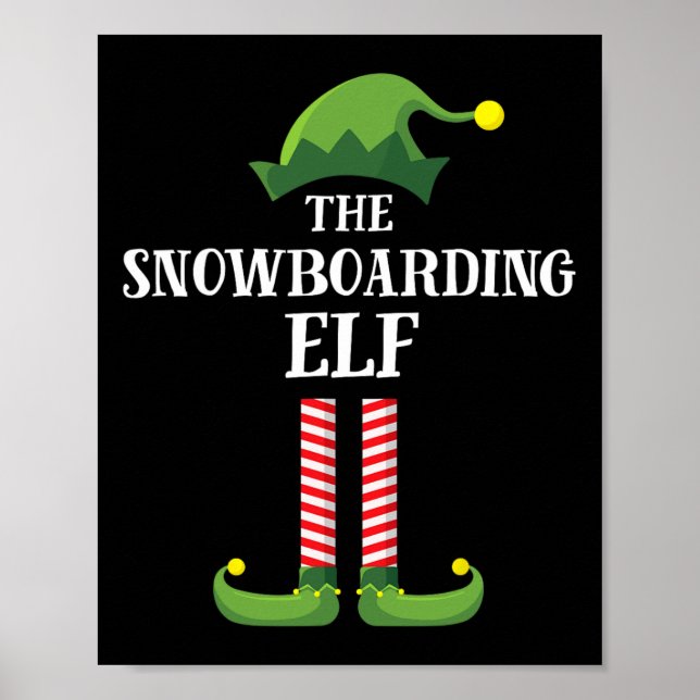 Poster Snowboard Elf Matching Family Group Natal P (Frente)