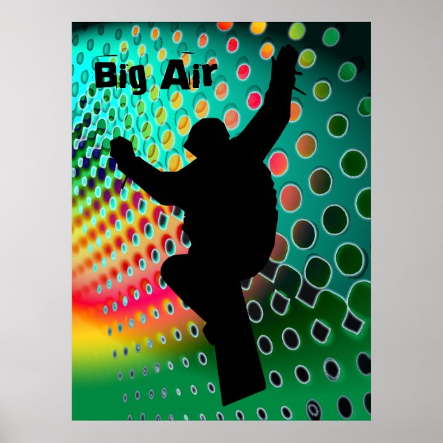 Poster Snowboard em tempestade de neve cósmica (Frente)