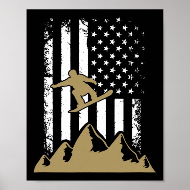 Poster Snowboard Flag Winter Snowboard Sport Ski Gift (Frente)