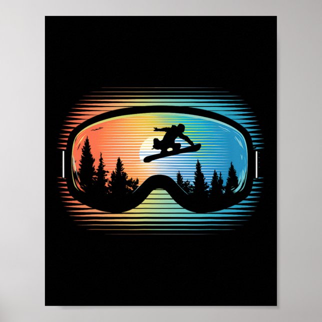 Poster Snowboard Goggles Vintage Mountain Snowboard Re (Frente)