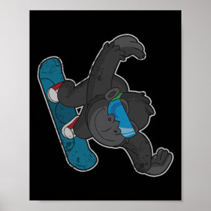 Poster Snowboard Gorilla Snowboard Men Mulheres Rapazes