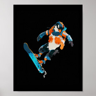 Poster Snowboard Penguin Winter Sports Fund